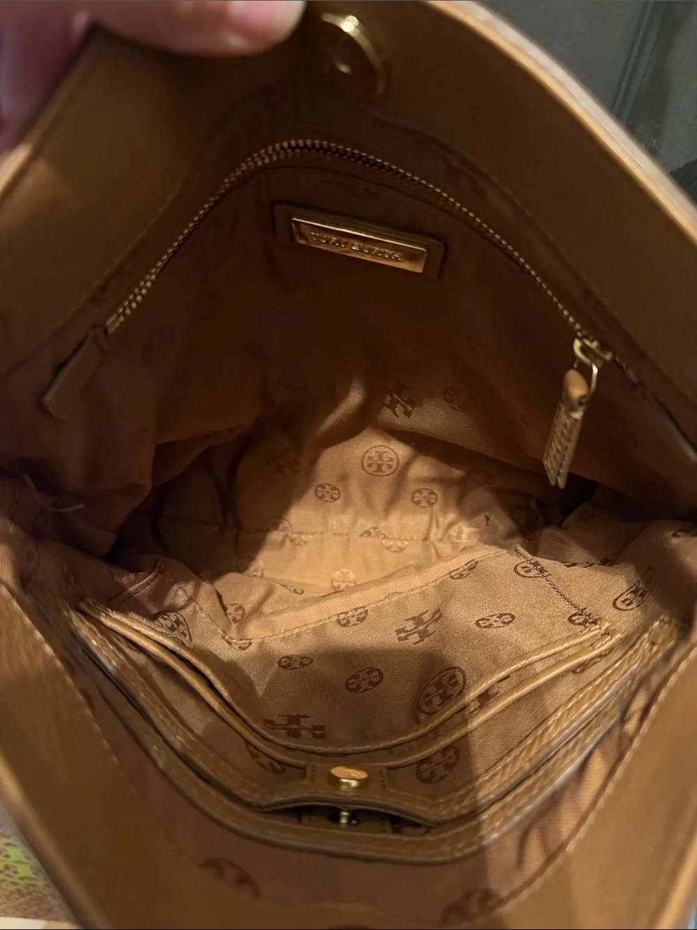 Tory Burch Tan Pebbled Leather Chain Shoulder Bag